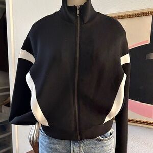 SPANX Black and White Bomber Jacket